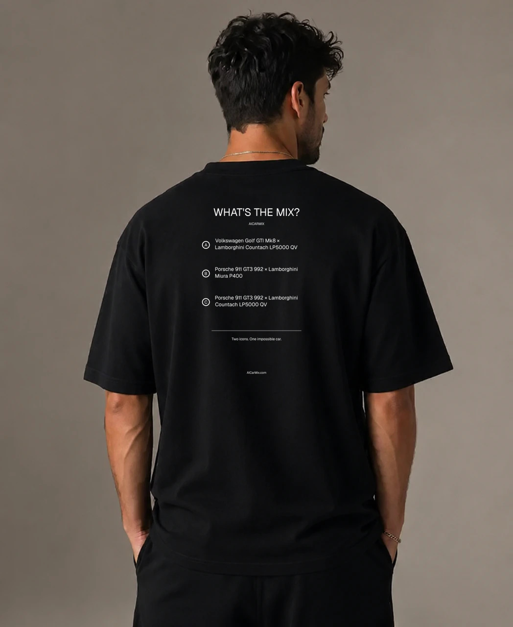 white AICarMix T-shirt — Back view