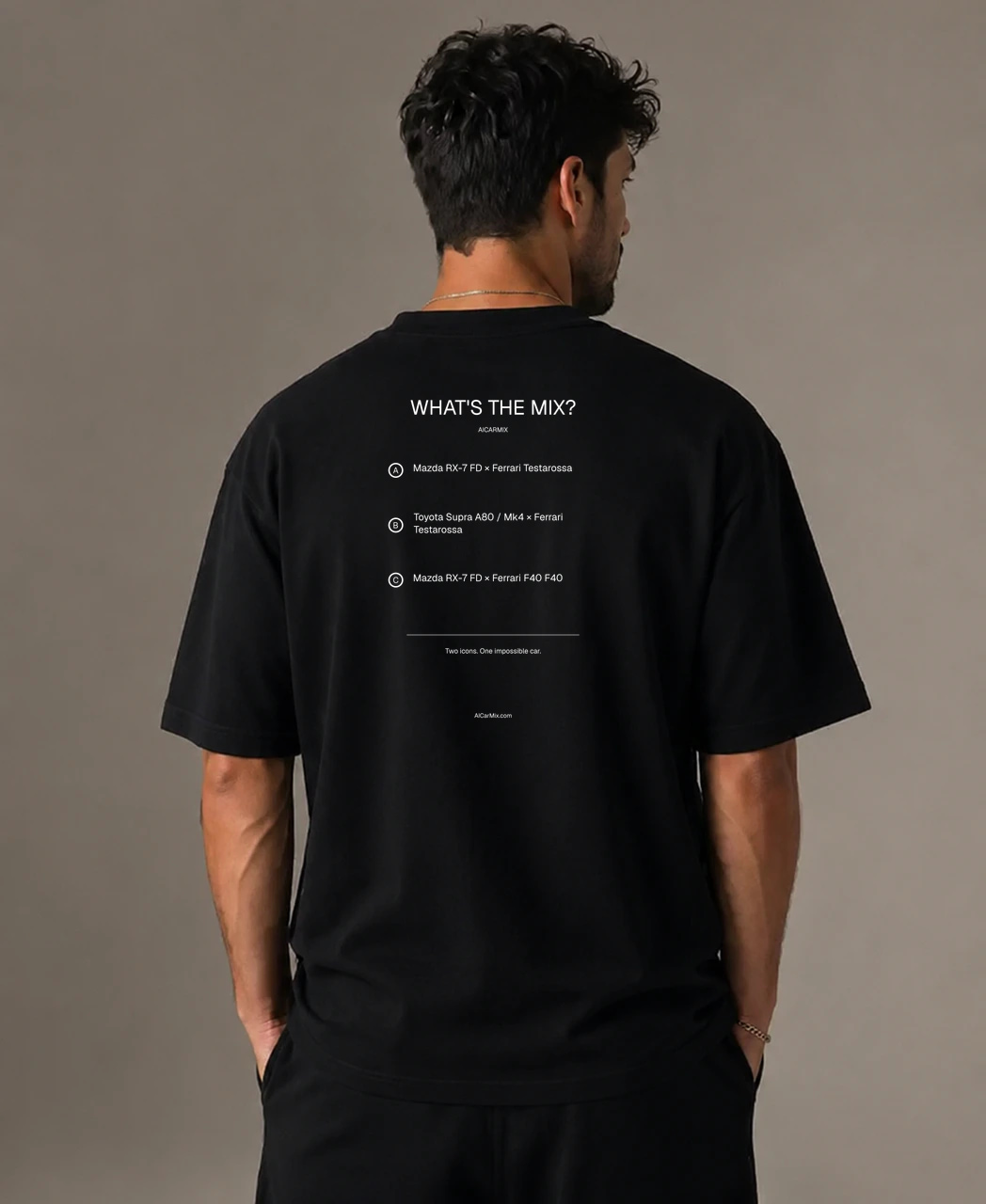 white AICarMix T-shirt — Back view