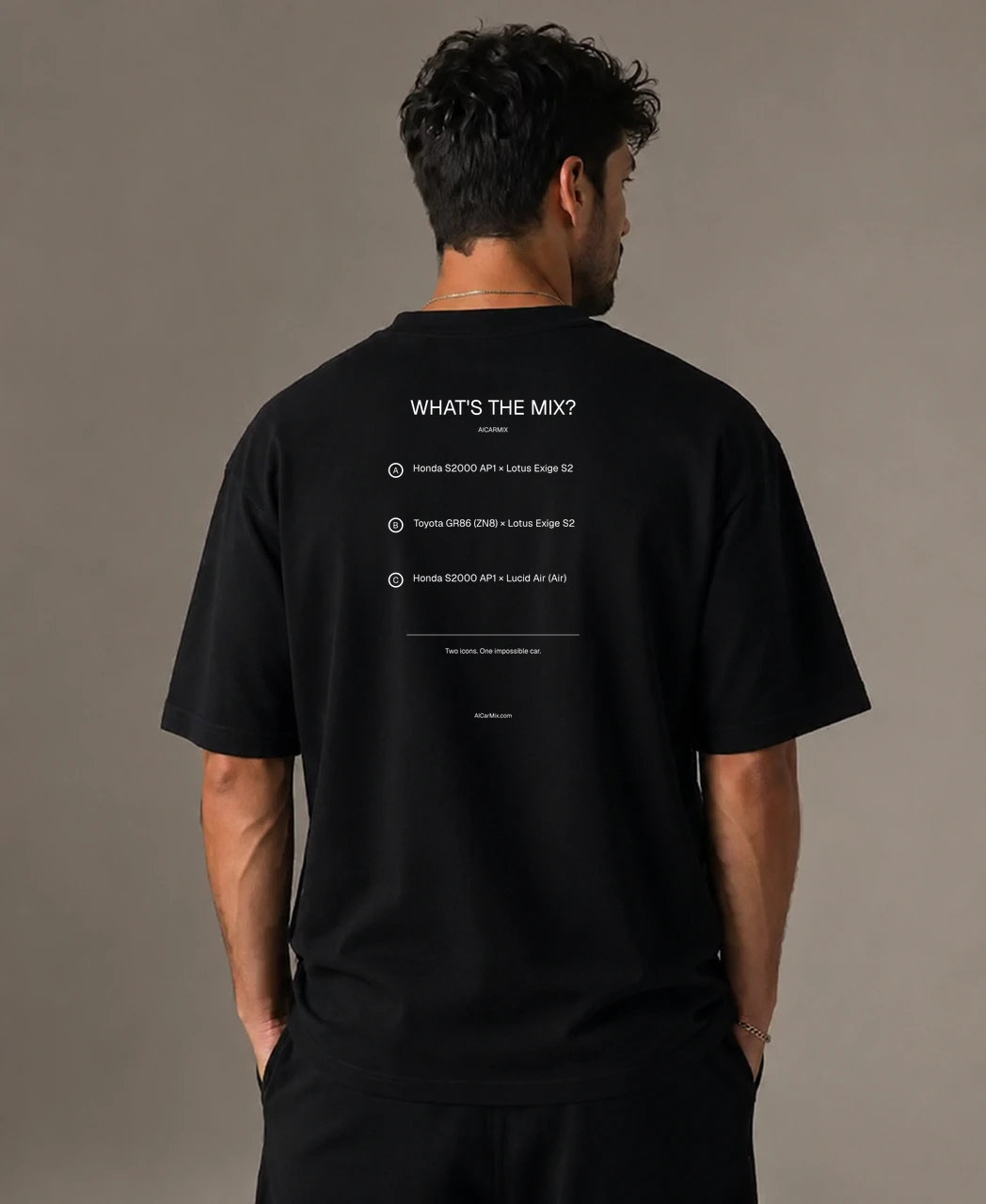 white AICarMix T-shirt — Back view