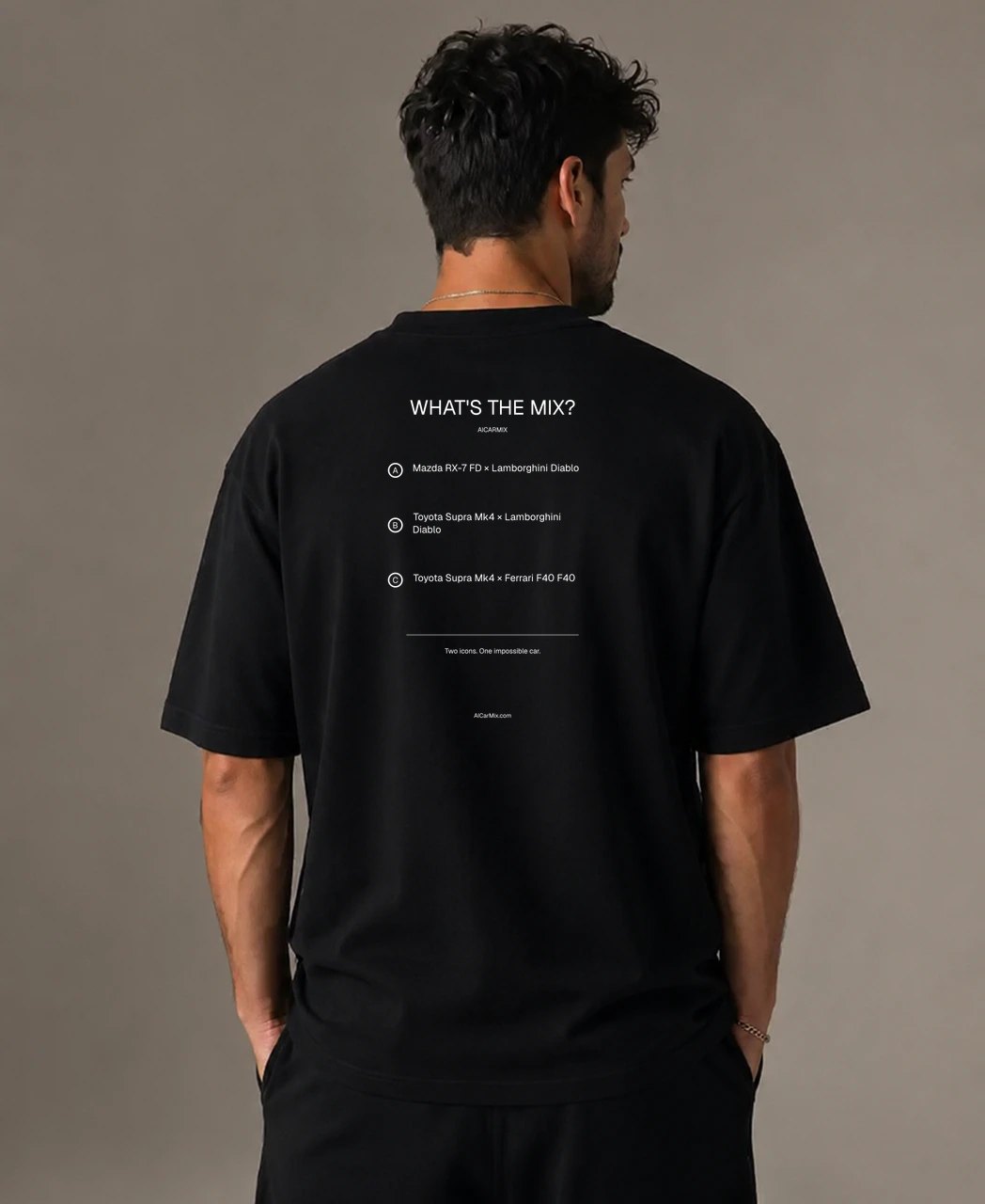 white AICarMix T-shirt — Back view